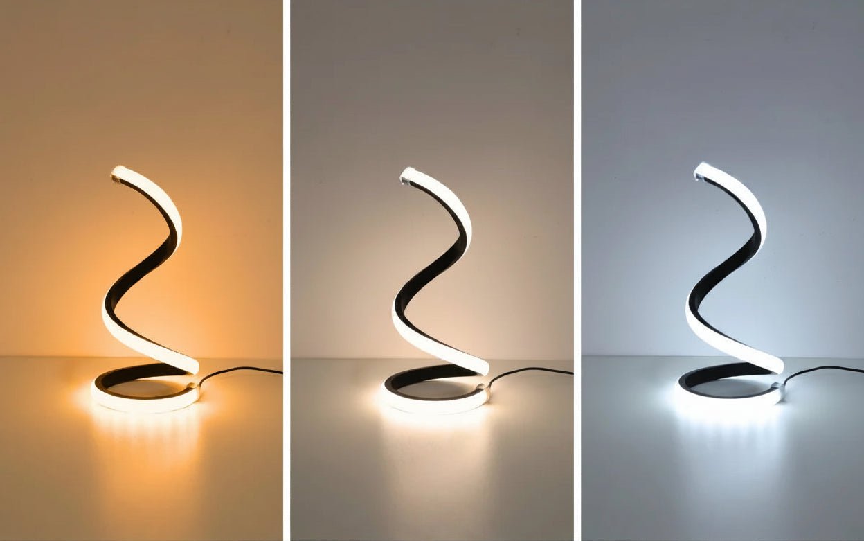 Spiralna lampa biurkowa LED USB z regulacją jasności i 3 barwami światła - SideDesk