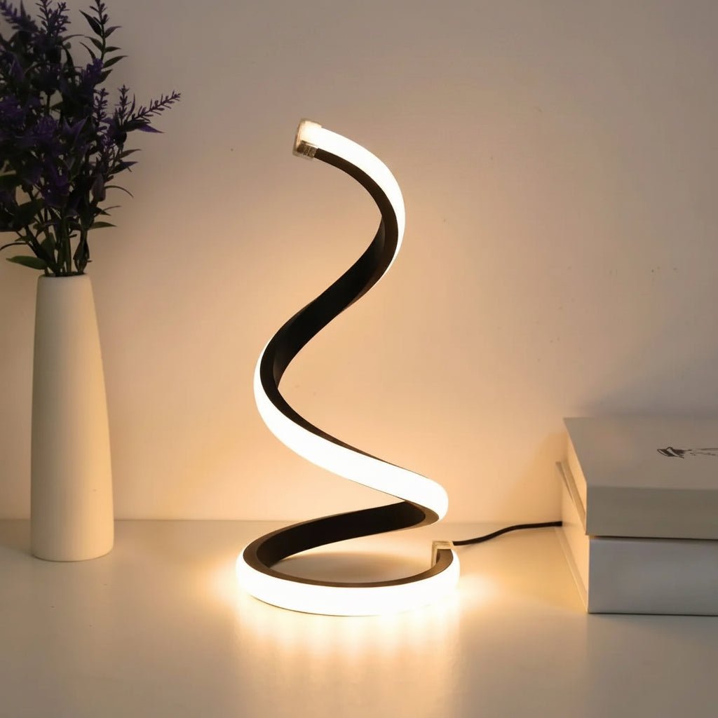 Spiralna lampa biurkowa LED USB z regulacją jasności i 3 barwami światła - SideDesk
