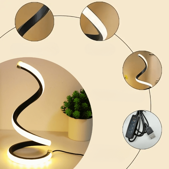 Spiralna lampa biurkowa LED USB z regulacją jasności i 3 barwami światła - SideDesk